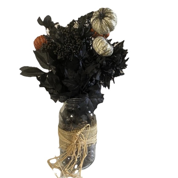 Other - Halloween Orange Black Fall Pumpkin Flower Vase Bouquet Decor